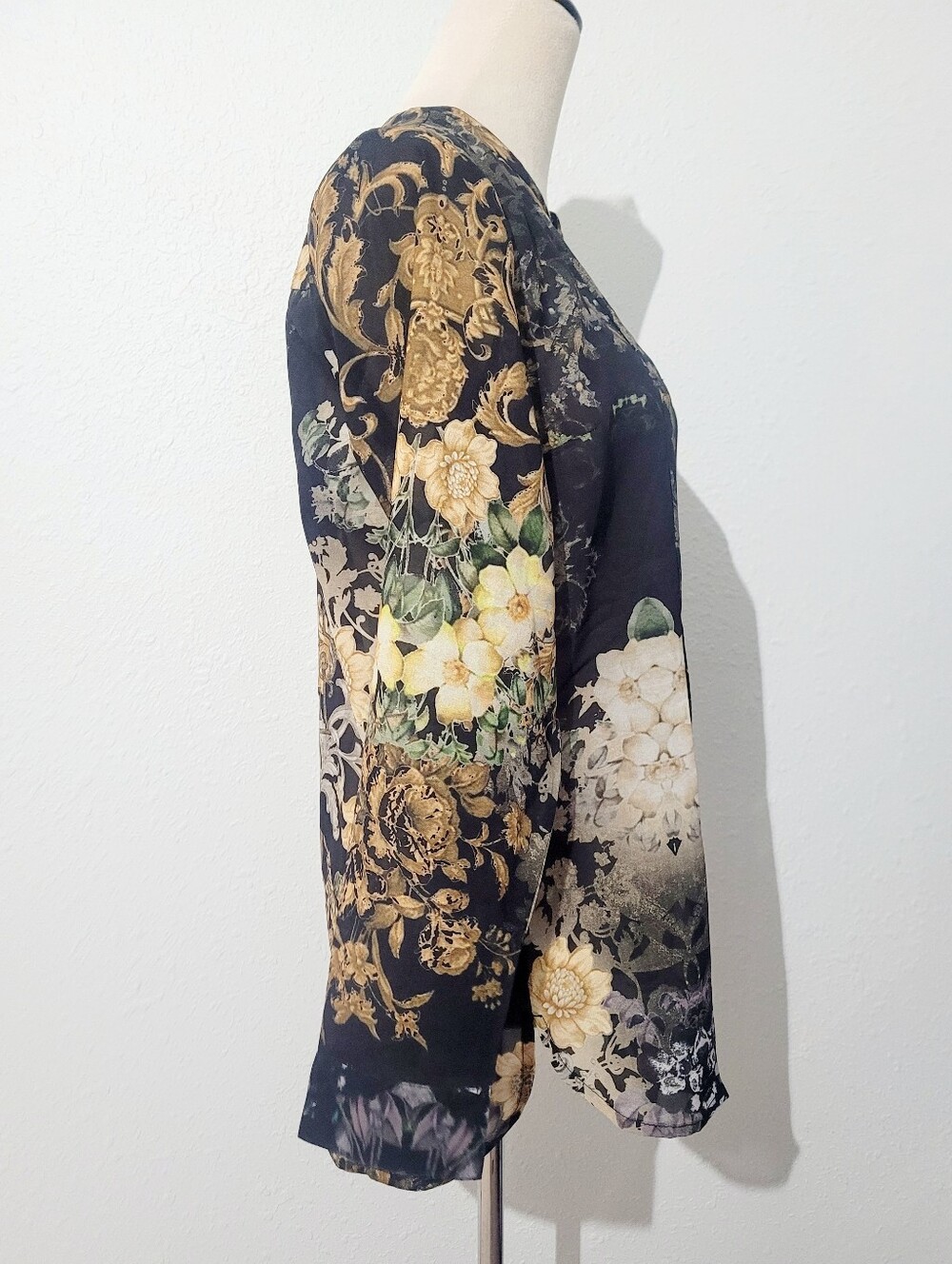 Soft Surroundings Sheer Floral Baroque Tunic Blouse Womens Size Small Boho New - Picture 4 of 14